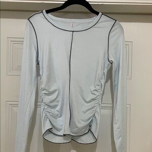FP Movement by Free People Light Blue Ruched Long Sleeve Top